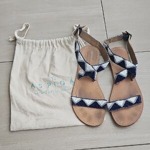 Aspiga Beaded Sandals - Blue and White